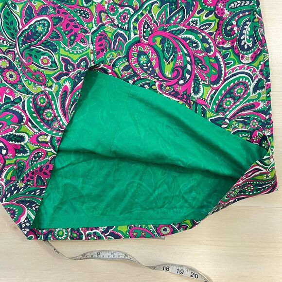 Talbots Petite Skirt Size 12P Pink Paisley Fully Lined 100% Cotton Colorful - Picture 7 of 10